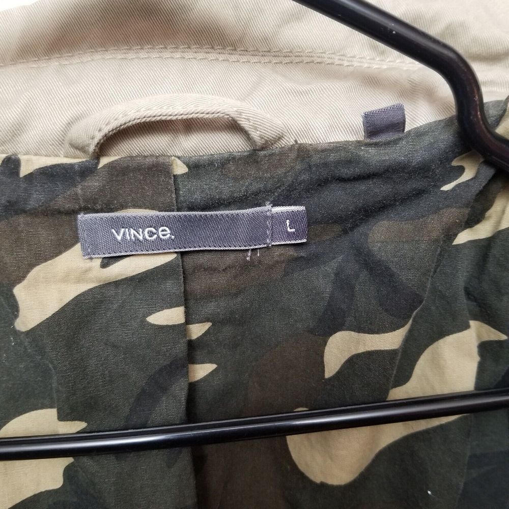 VINCE Women's Utility Cargo Beige Field Camo Lined Jacket Cotton Size Large - Picture 2 of 13